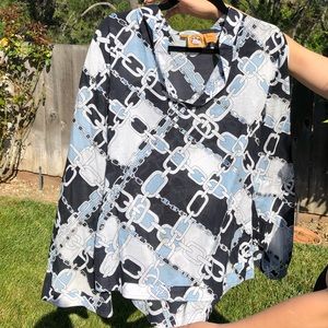 Barely Worn Blue Chain Link Tory Burch Blouse